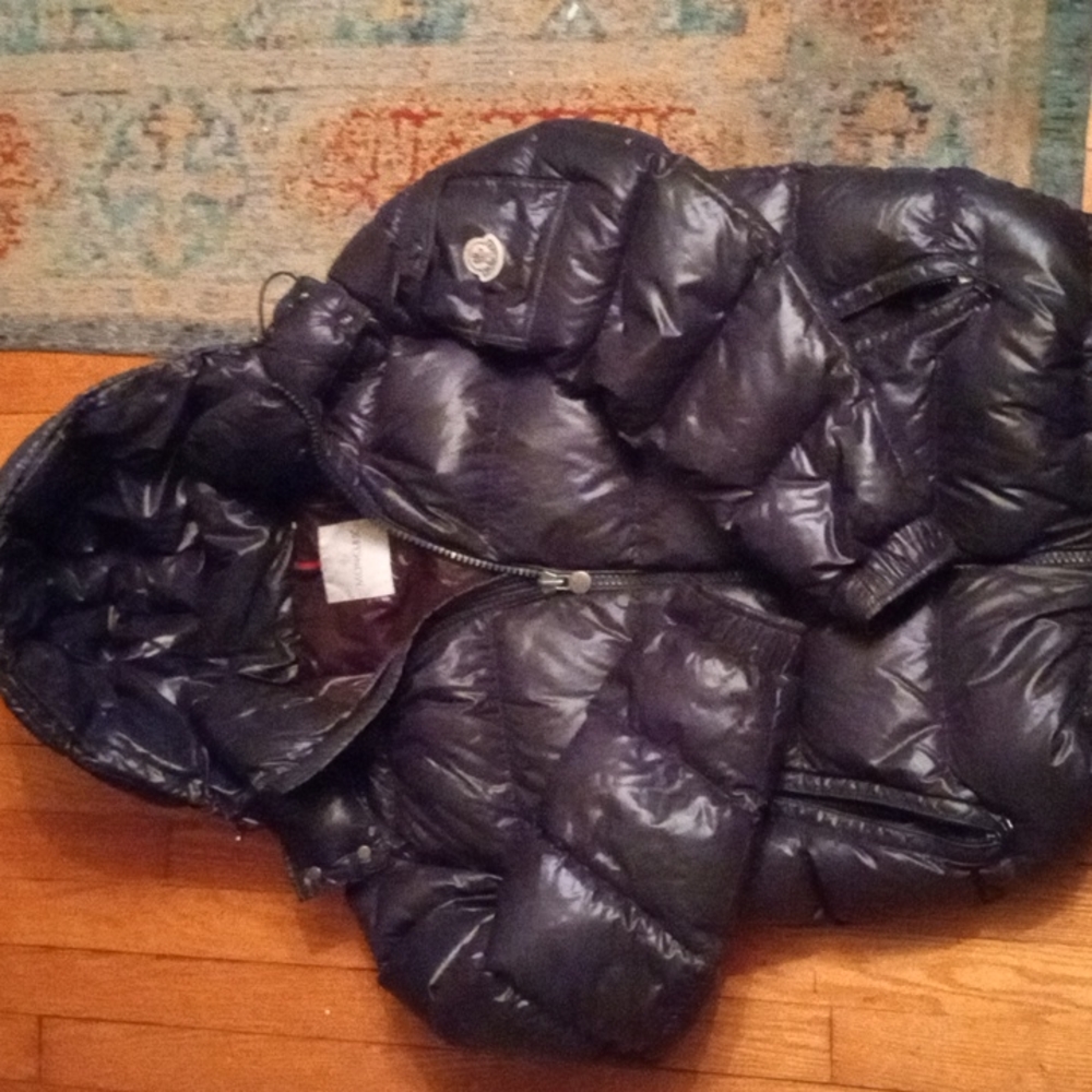 MONCLER MAYA GIUBBOTTO NAVY BLUE JACKET COAT TG 5 SZ M